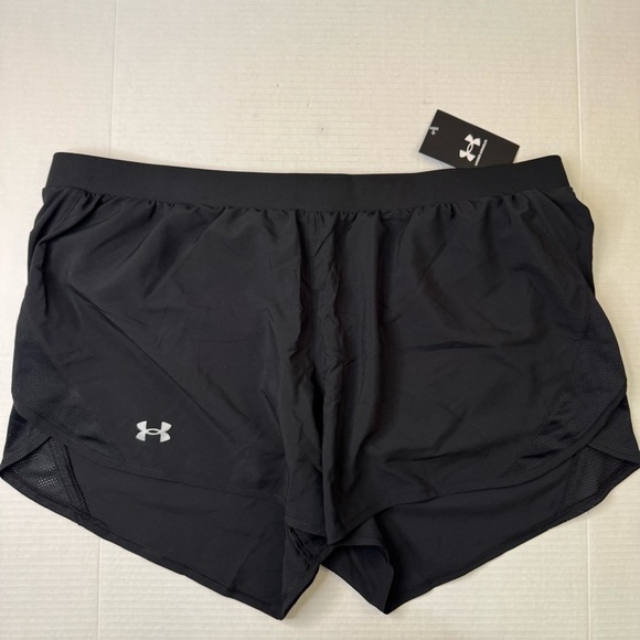 Under Armour Women’s Fly By 2.0 Loose Fit Lined Tie Running Shorts Black - Picture 2 of 6